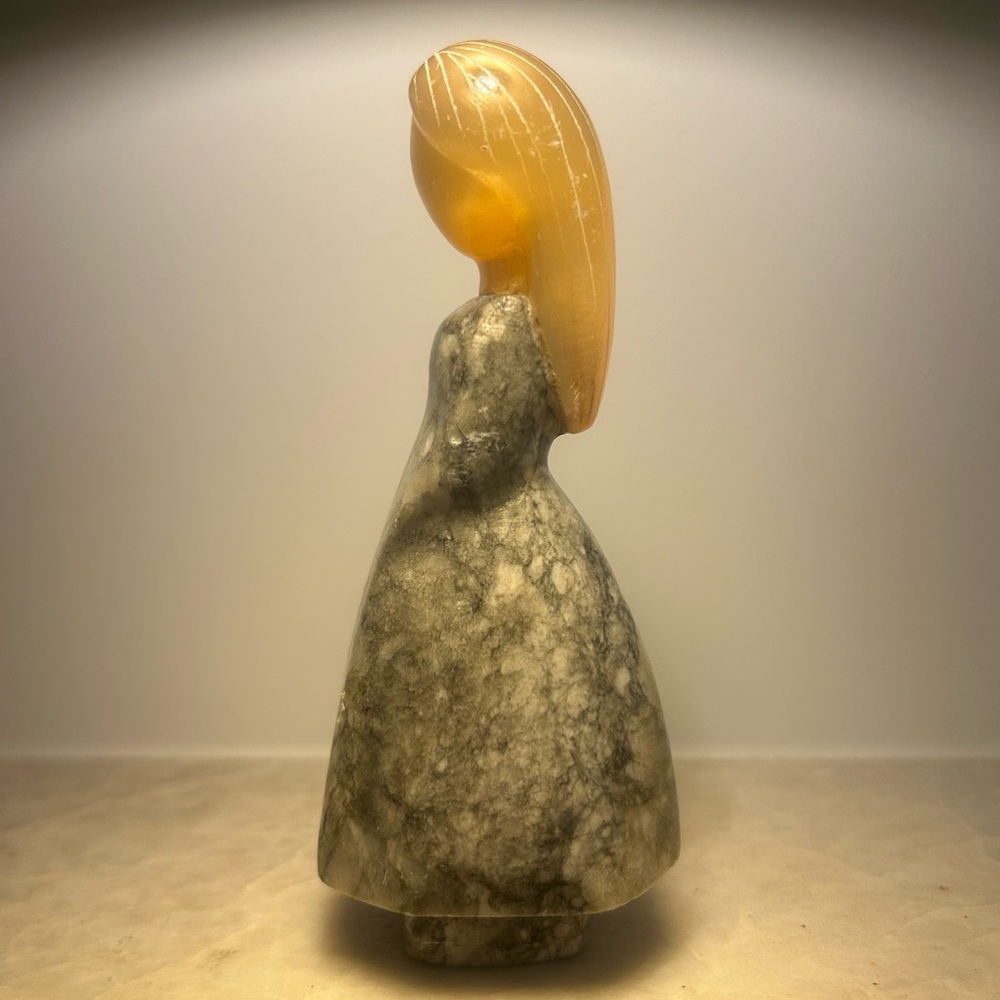 Selenite and marble girl. Likely Russian in origan